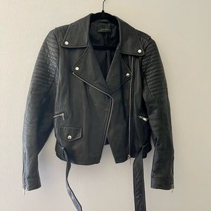 Zara Woman Leather Motorcycle Jacket